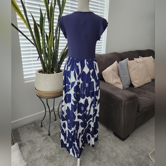 OUGES Summer Floral Short Sleeve Sundress Maxi Dress With Pockets. Size … - Picture 3 of 5